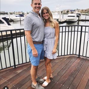 Blue and White Ruffle Dress